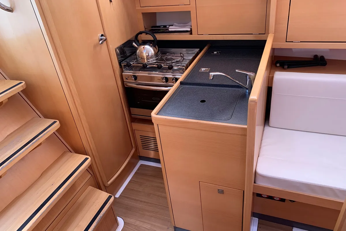Galley of Amathea, a Jeanneau Sun Odyssey 319 sailboat at Volos Municipality, Greece