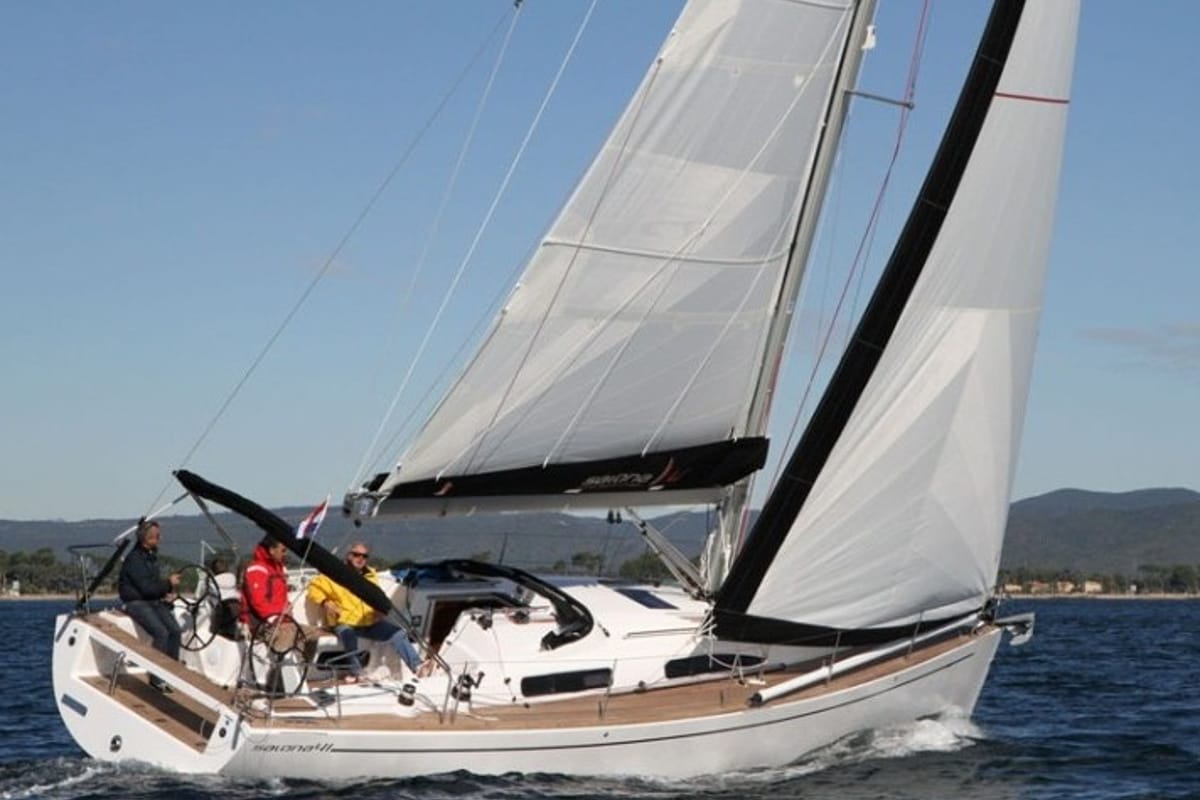 Exterior view of White Butterfly, a AD Boats Salona 41 sailboat at Marmaris, Turkey