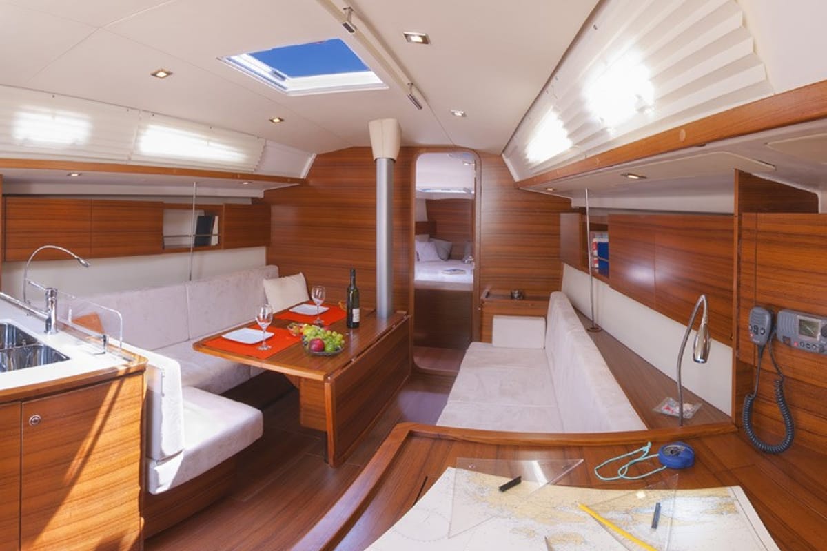 Salon of White Butterfly, a AD Boats Salona 41 sailboat at Marmaris, Turkey