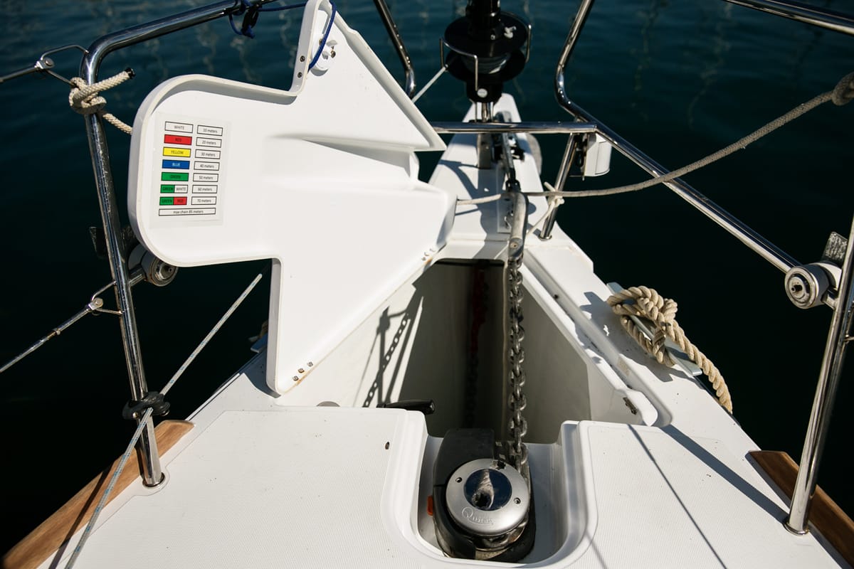 Cabin on Alpha, a Jeanneau Sun Odyssey 449 sailboat at Athens, Greece