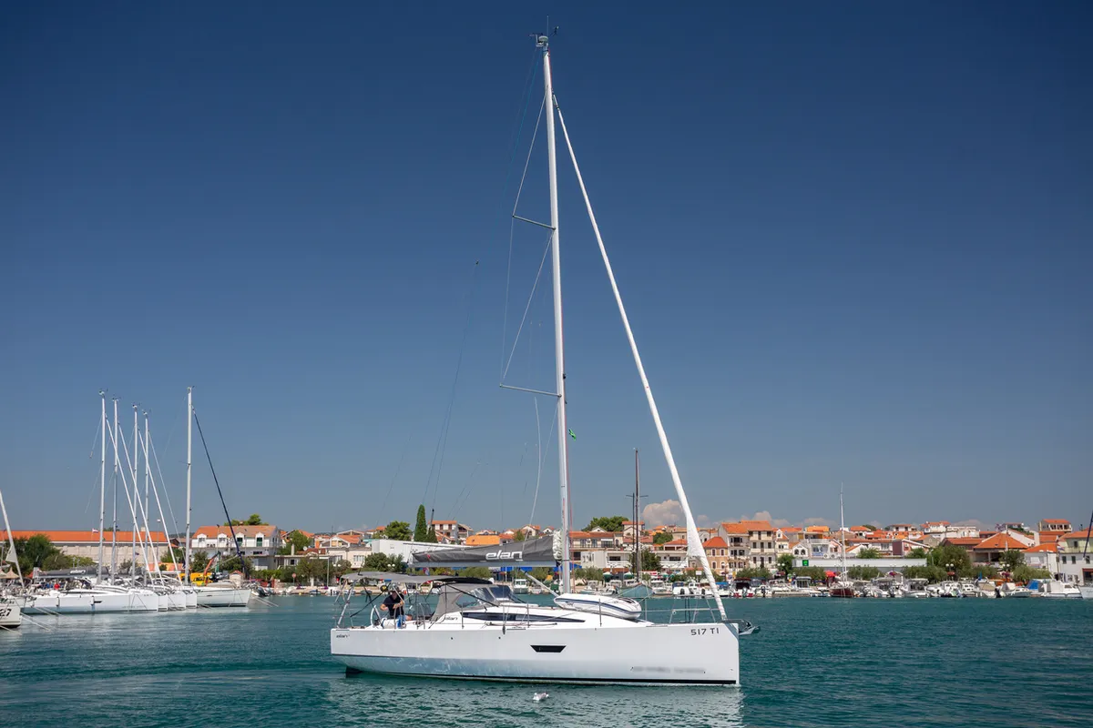 Exterior view of Alisa, a Elan E4 sailboat at Betina, Croatia