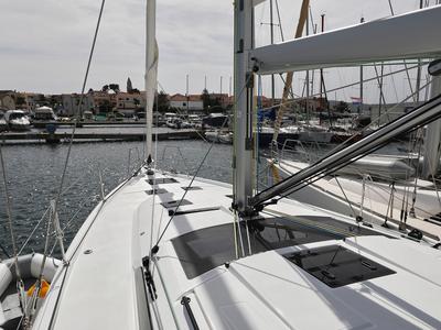 Salon of No Worries, a Dufour 41 sailboat at Grad Biograd na Moru, Croatia