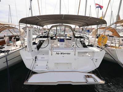 Cockpit of No Worries, a Dufour 41 sailboat at Grad Biograd na Moru, Croatia