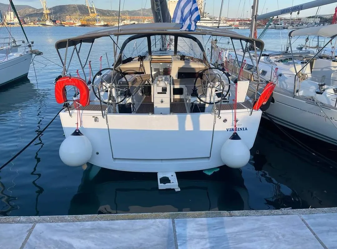 Exterior view of Virginia, a Jeanneau Sun Odyssey 440 sailboat at Volos Municipality, Greece
