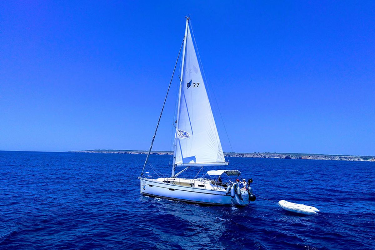 Exterior view of Chilly Lilly, a Bavaria Cruiser 37 sailboat at Llucmajor, Spain