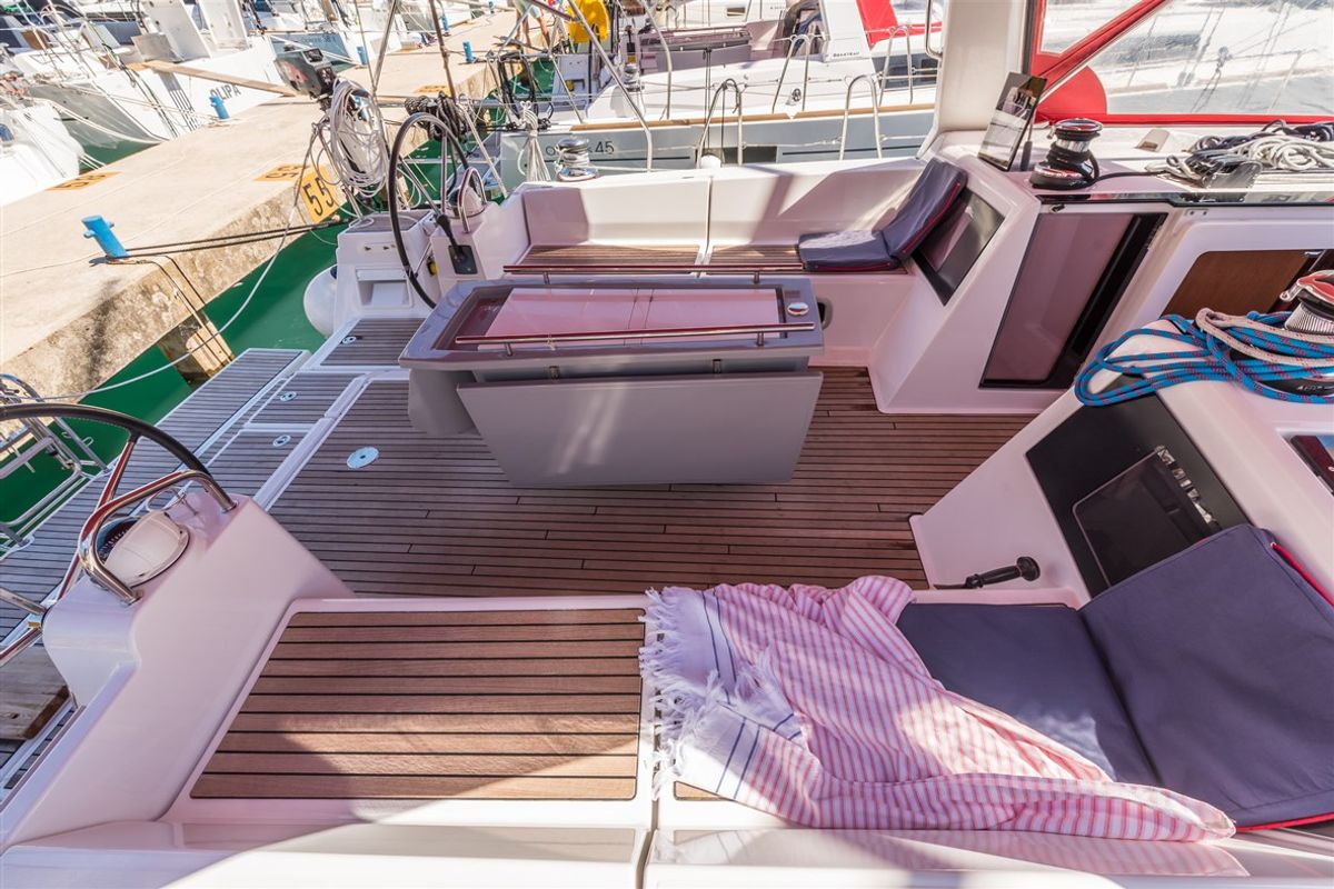 Deck of Ultra Dubrovnik, a Beneteau Oceanis 48 sailboat at Općina Medulin, Croatia