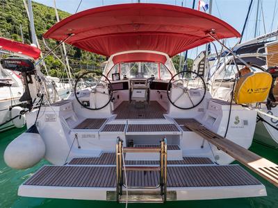 Cockpit of Ultra Dubrovnik, a Beneteau Oceanis 48 sailboat at Općina Medulin, Croatia