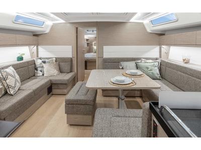Salon of Sea Pearl, a Hanse Yachts Hanse 458 sailboat at Kos, Greece