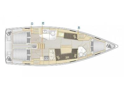 Floor plan of Sea Dream, a Hanse Yachts Hanse 418 sailboat at Općina Rogoznica, Croatia