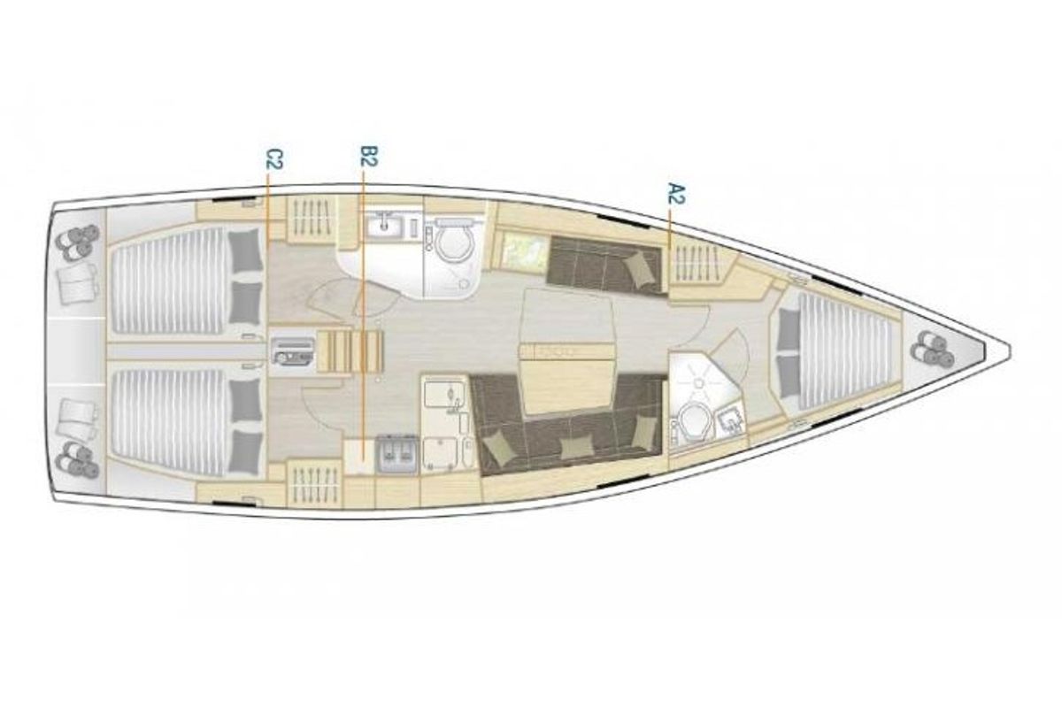 Floor plan of Sea Dream, a Hanse Yachts Hanse 418 sailboat at Općina Rogoznica, Croatia