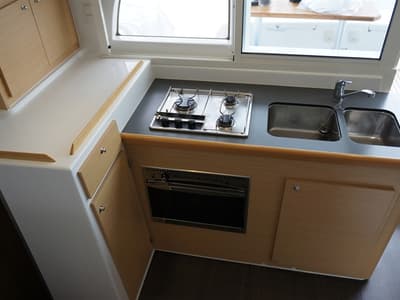 Galley of Dido, a Lagoon 380 S2 catamaran at Kontokali, Greece