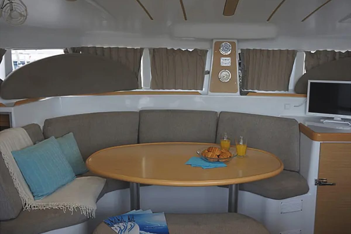 Salon of Dido, a Lagoon 380 S2 catamaran at Kontokali, Greece