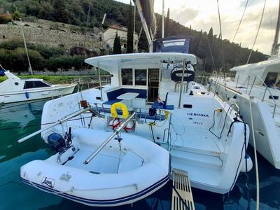 Deck of Heroina, a Lagoon 40 catamaran at Dubrovnik, Croatia