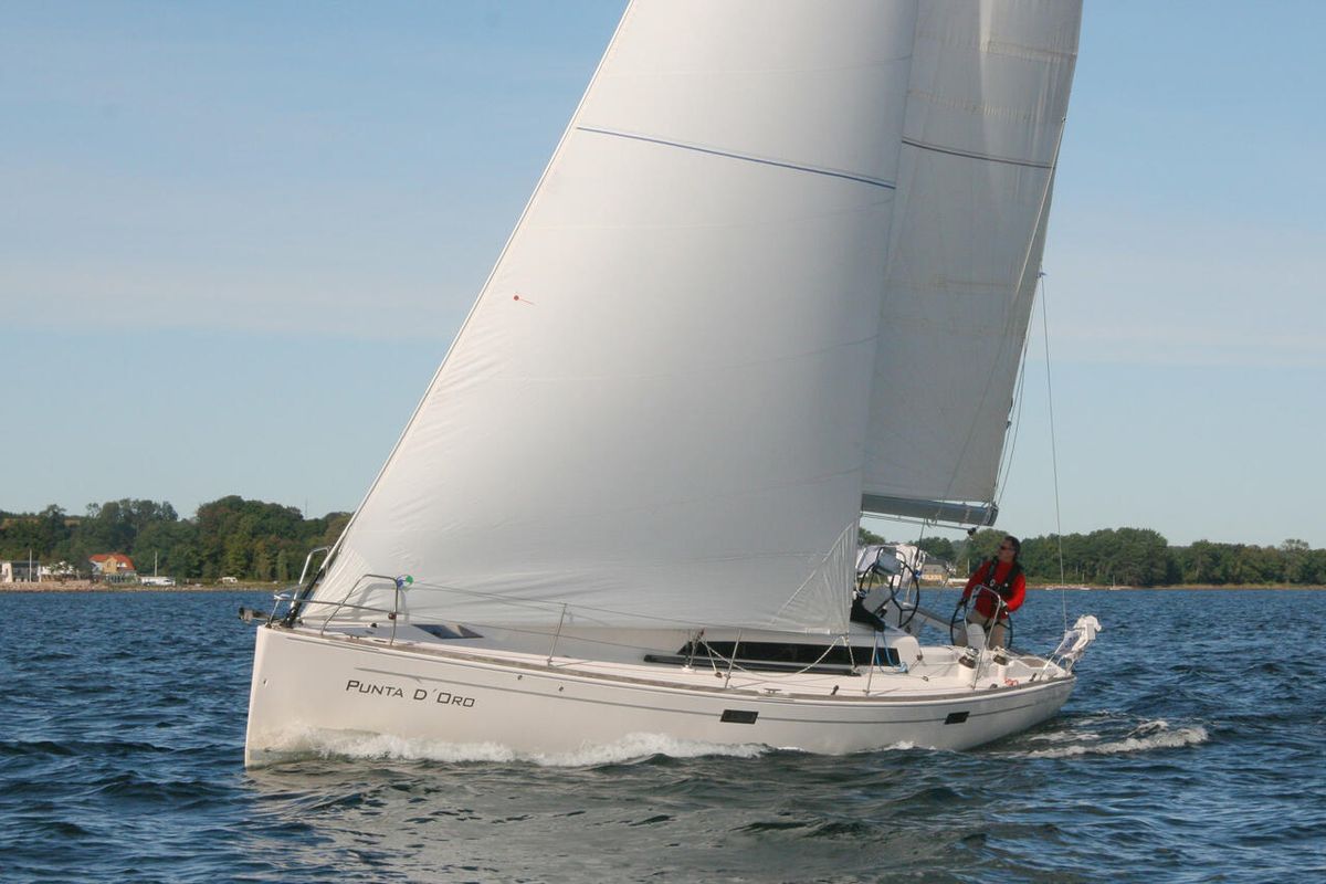 Exterior view of Punta d'Oro, a AD Boats Salona 38 sailboat at Heiligenhafen, Germany