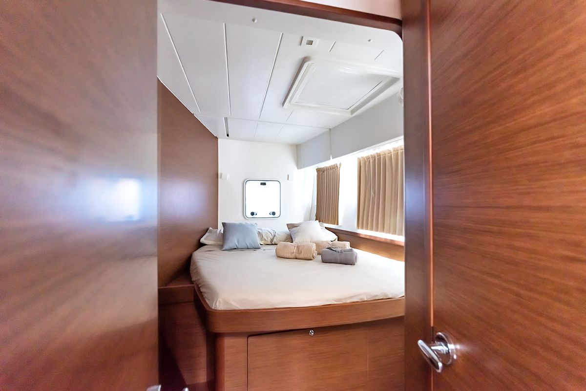 Cabin on Beatrix, a Lagoon 42 catamaran at Cagliari, Italy