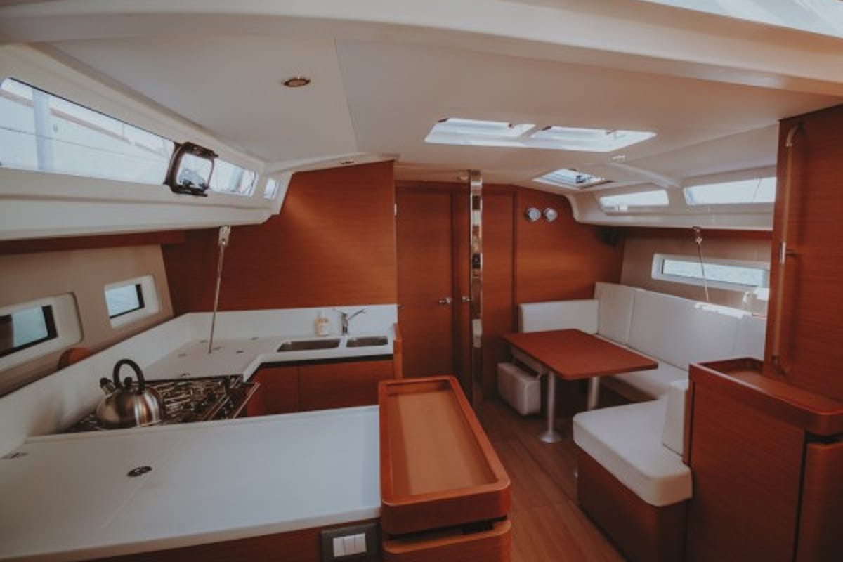 Galley of Eleni, a Jeanneau Sun Odyssey 440 sailboat at Sithonia Municipal Unit, Greece