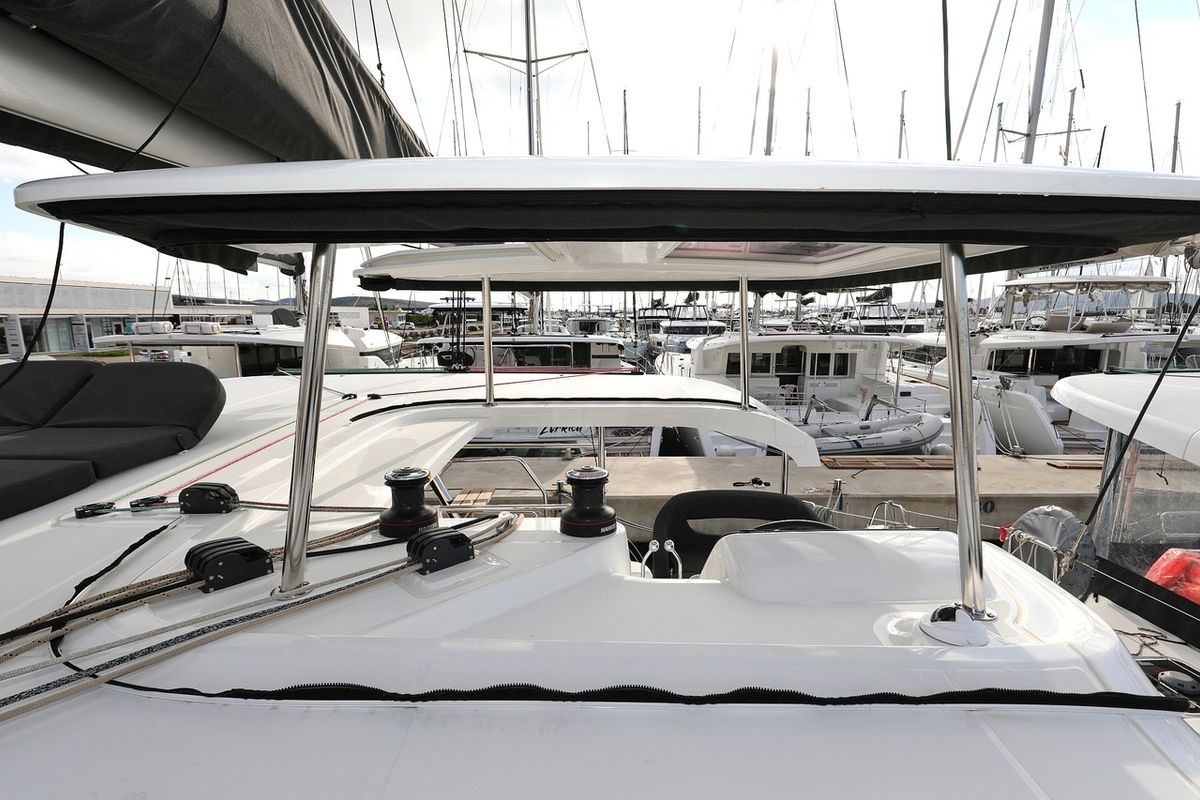 Cockpit of Zara, a Lagoon 42 catamaran at Općina Sukošan, Croatia