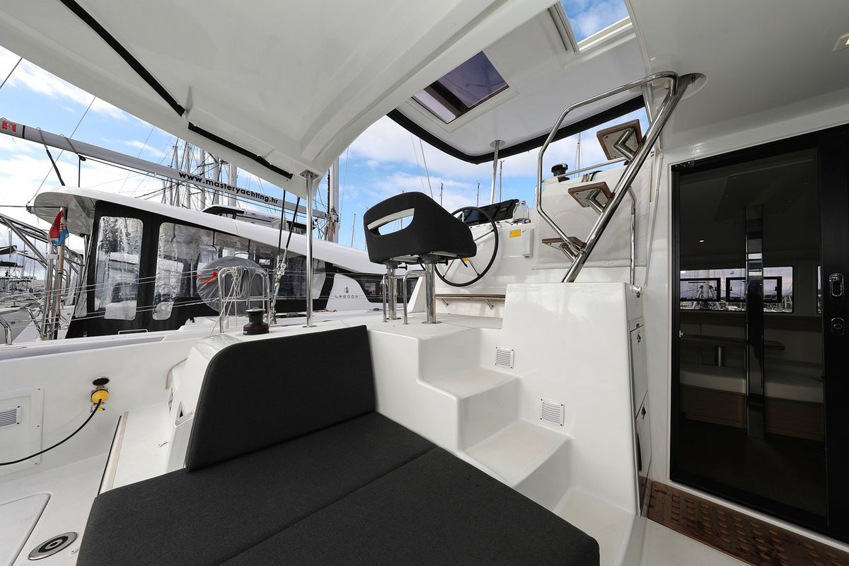 Cockpit of Zara, a Lagoon 42 catamaran at Općina Sukošan, Croatia