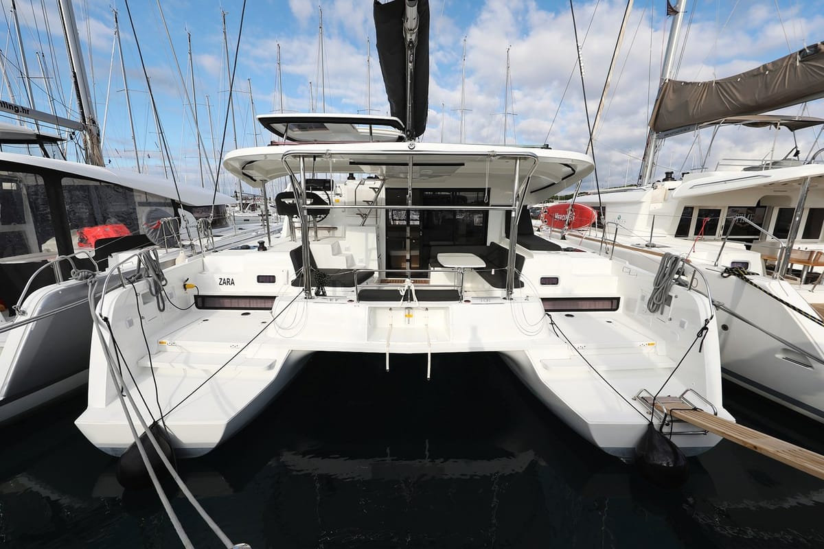 Exterior view of Zara, a Lagoon 42 catamaran at Općina Sukošan, Croatia