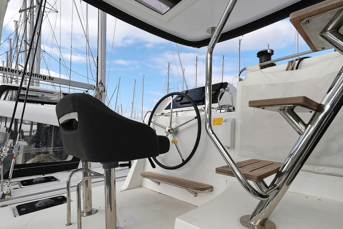 Cockpit of Zara, a Lagoon 42 catamaran at Općina Sukošan, Croatia