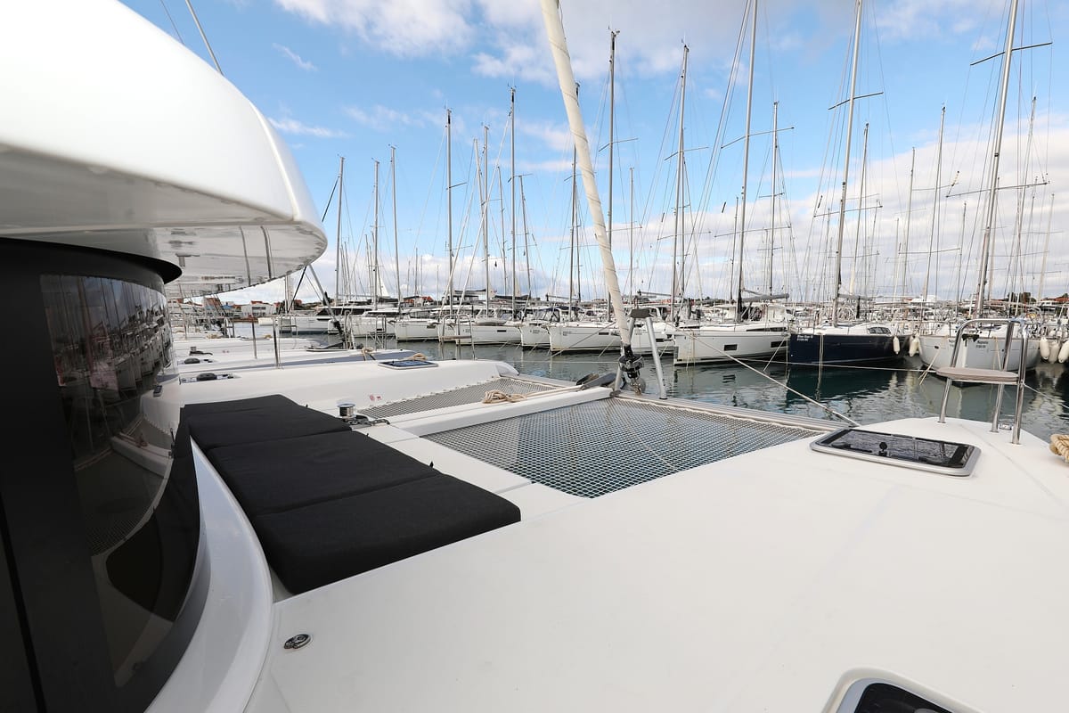 Deck of Zara, a Lagoon 42 catamaran at Općina Sukošan, Croatia
