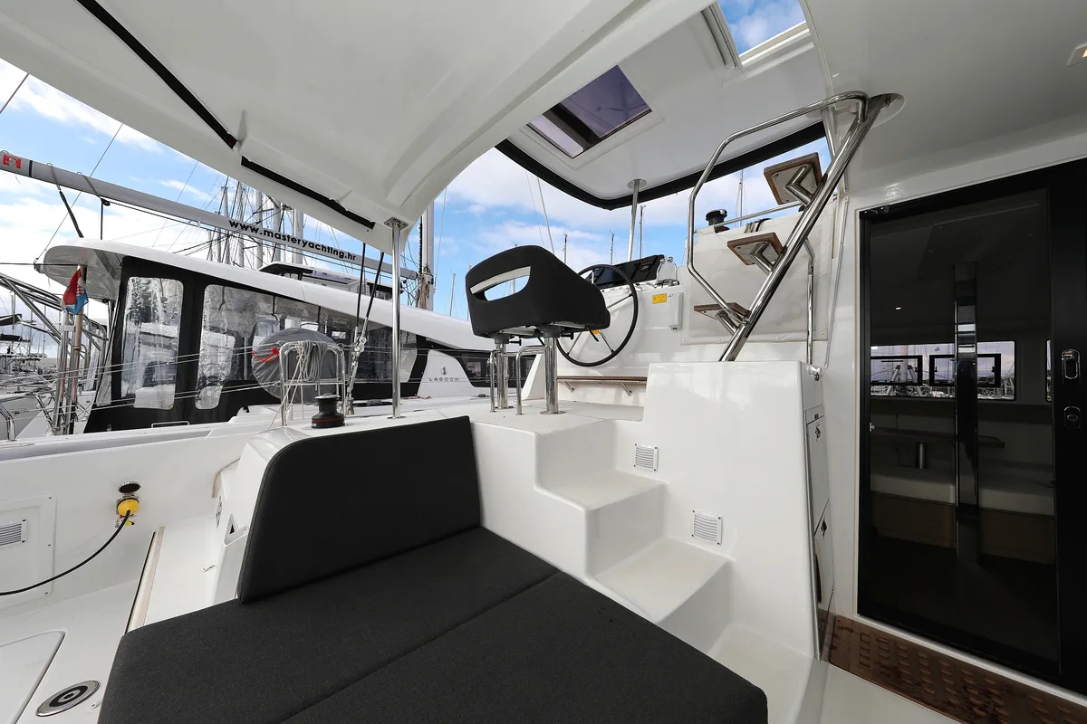 Cockpit of Zara, a Lagoon 42 catamaran at Općina Sukošan, Croatia