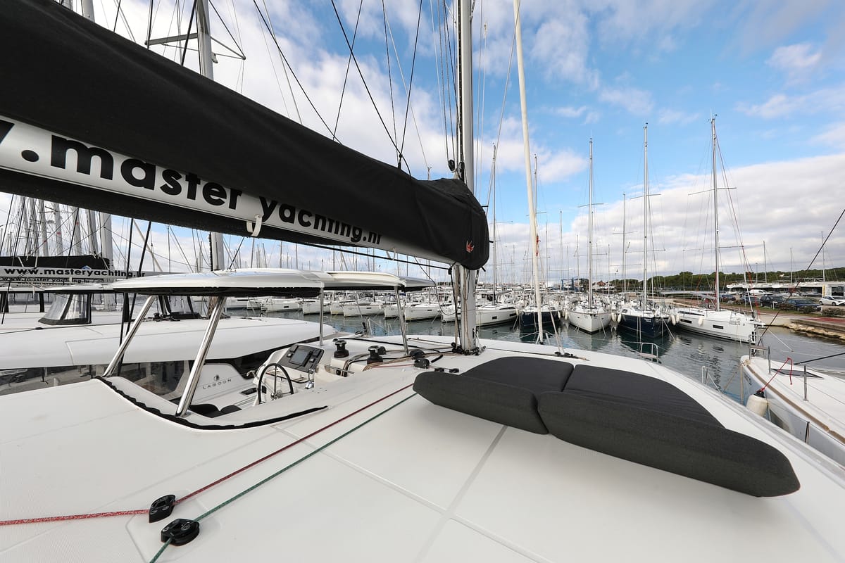 Exterior view of Zara, a Lagoon 42 catamaran at Općina Sukošan, Croatia
