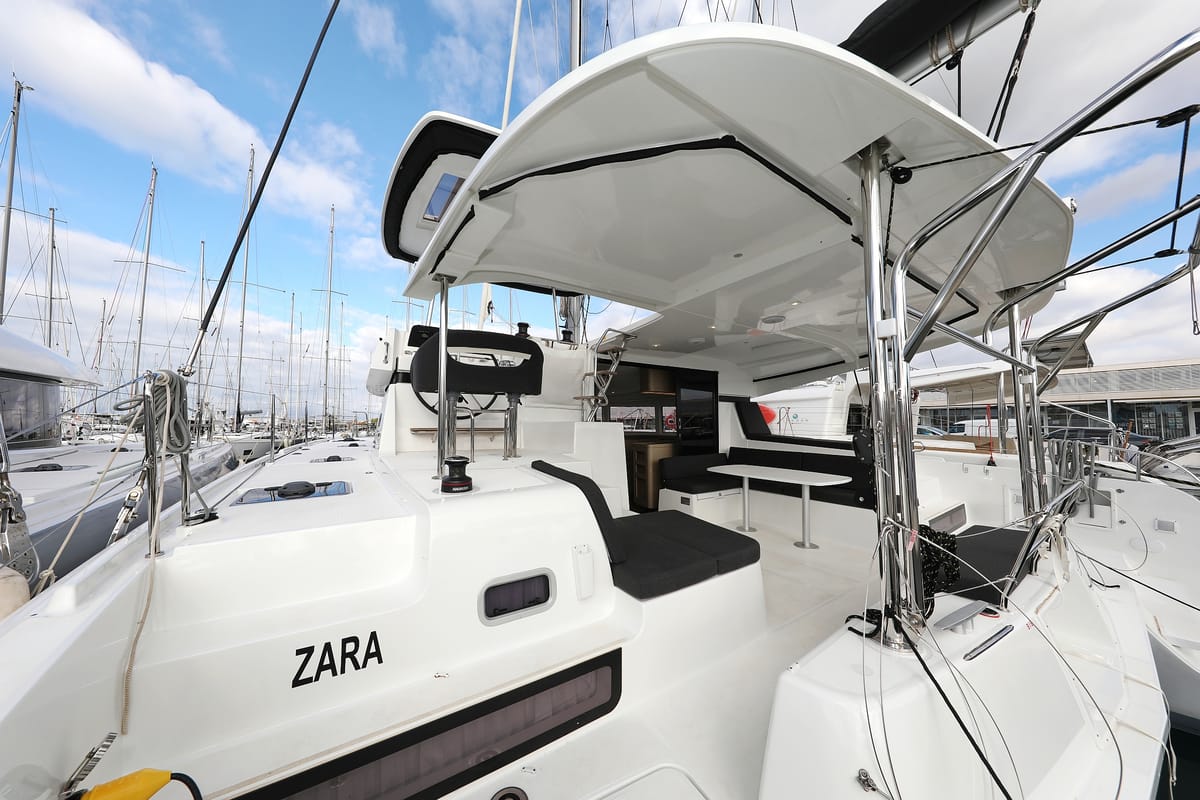 Exterior view of Zara, a Lagoon 42 catamaran at Općina Sukošan, Croatia