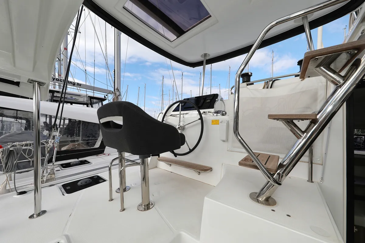 Cockpit of Zara, a Lagoon 42 catamaran at Općina Sukošan, Croatia