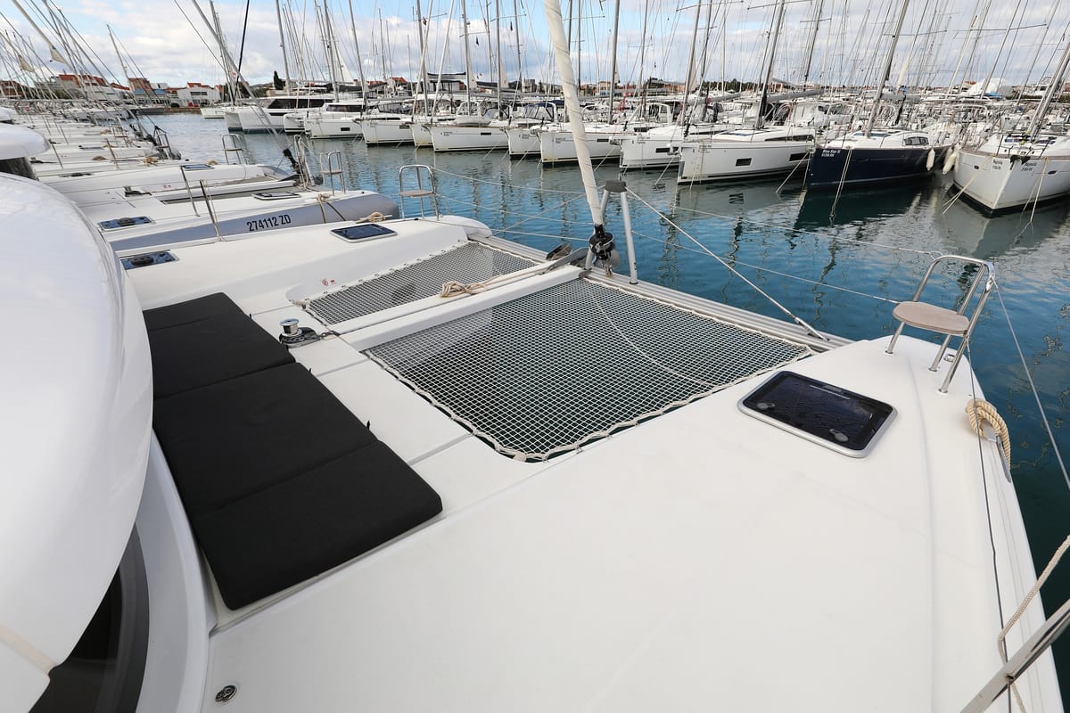 Deck of Zara, a Lagoon 42 catamaran at Općina Sukošan, Croatia