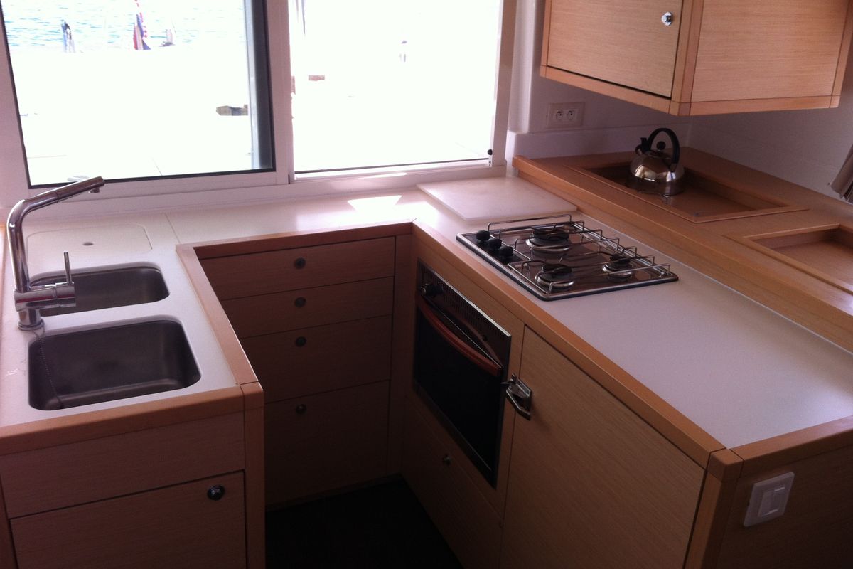 Galley of Bevanda, a Lagoon 450 catamaran at Općina Medulin, Croatia