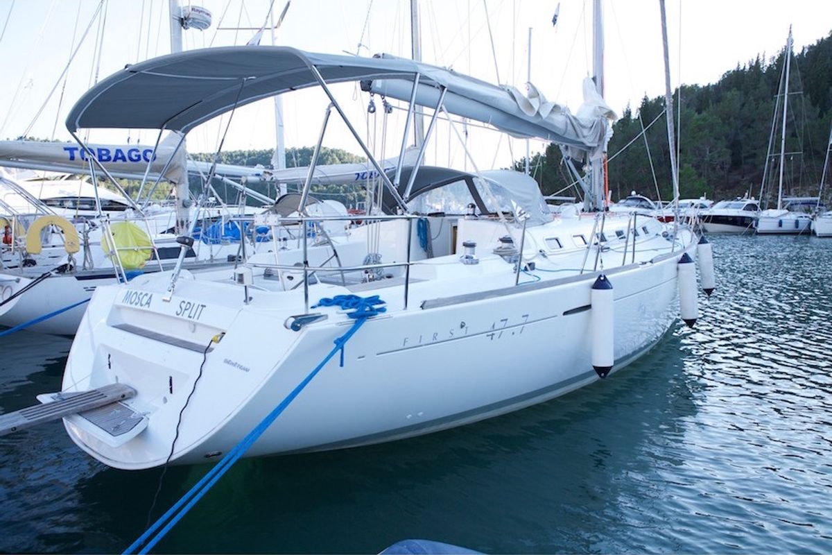 Exterior view of Mosca, a Beneteau First 47.7 sailboat at Općina Pakoštane, Croatia