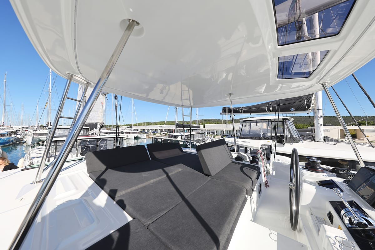 Cockpit of Guilty Pleasure, a Lagoon 46 catamaran at Općina Sukošan, Croatia