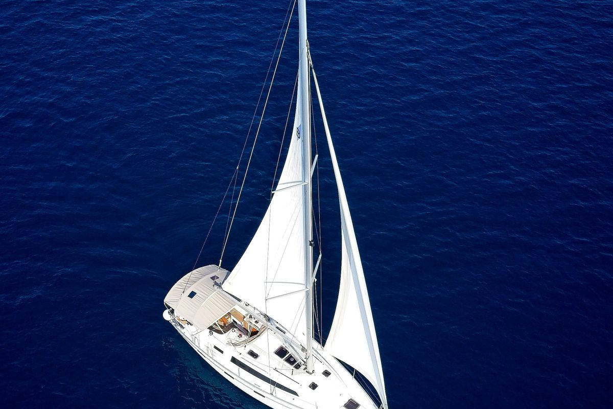 Exterior view of MH 74, a Bavaria Cruiser 41 sailboat at Murter, Croatia