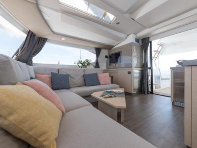 Salon of HERMES, a Fountaine Pajot Saona 47 catamaran at Grad Kaštela, Croatia