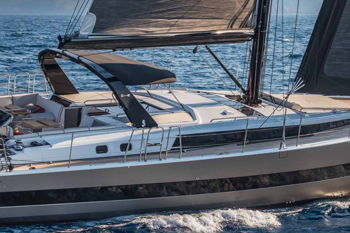 Exterior view of Olga V, a Beneteau Oceanis Yacht 62 - 3 + 1 sailboat at Grad Kaštela, Croatia