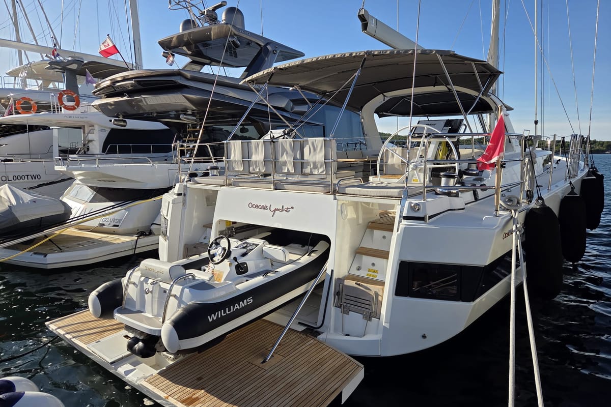 Exterior view of Olga V, a Beneteau Oceanis Yacht 62 - 3 + 1 sailboat at Grad Kaštela, Croatia