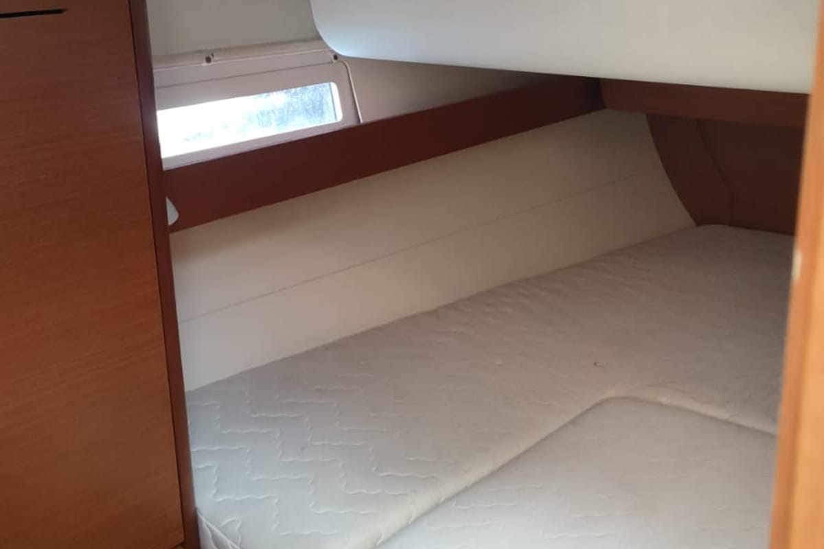 Cabin on Pinacolada, a Dufour 460 GL sailboat at Milazzo, Italy