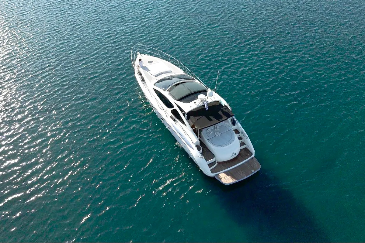 Exterior view of Lia, a Azimut Atlantis 55 motorboat at Pallini Municipal Unit, Greece