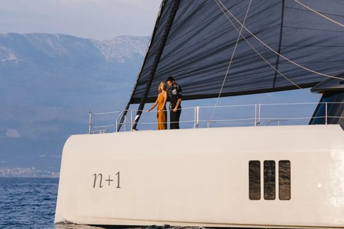 Exterior view of n + 1, a Sunreef Yachts Sunreef 70 catamaran at Grad Kaštela, Croatia