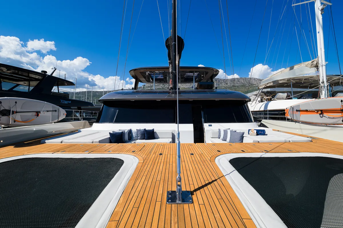 Deck of n + 1, a Sunreef Yachts Sunreef 70 catamaran at Grad Kaštela, Croatia
