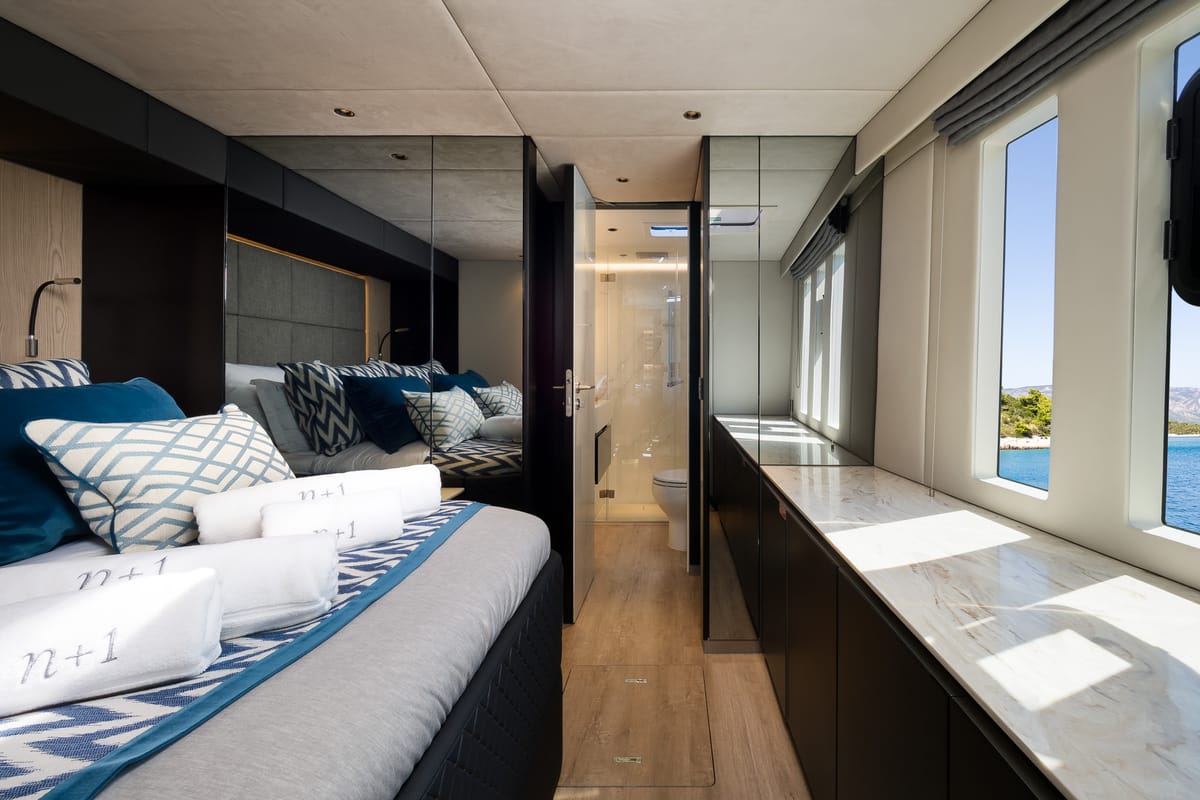 Cabin on n + 1, a Sunreef Yachts Sunreef 70 catamaran at Grad Kaštela, Croatia