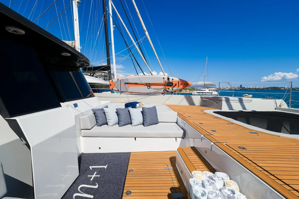 Deck of n + 1, a Sunreef Yachts Sunreef 70 catamaran at Grad Kaštela, Croatia