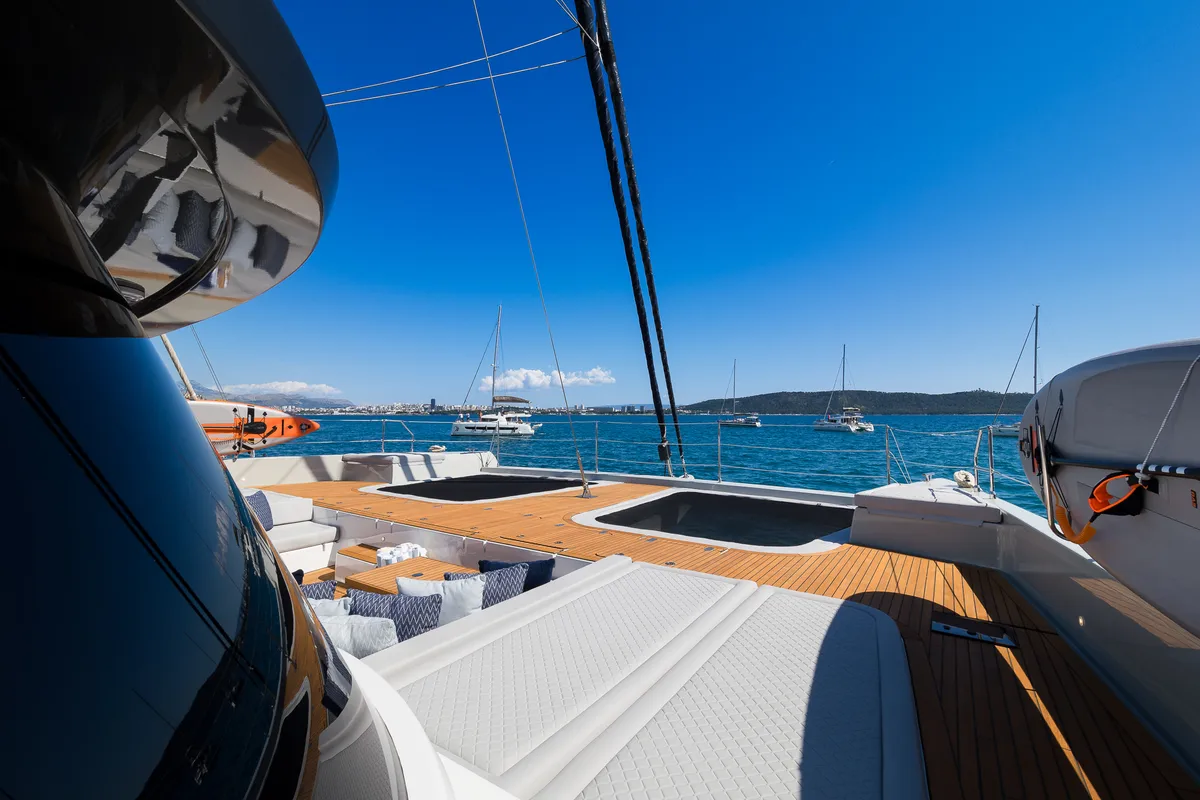 Deck of n + 1, a Sunreef Yachts Sunreef 70 catamaran at Grad Kaštela, Croatia