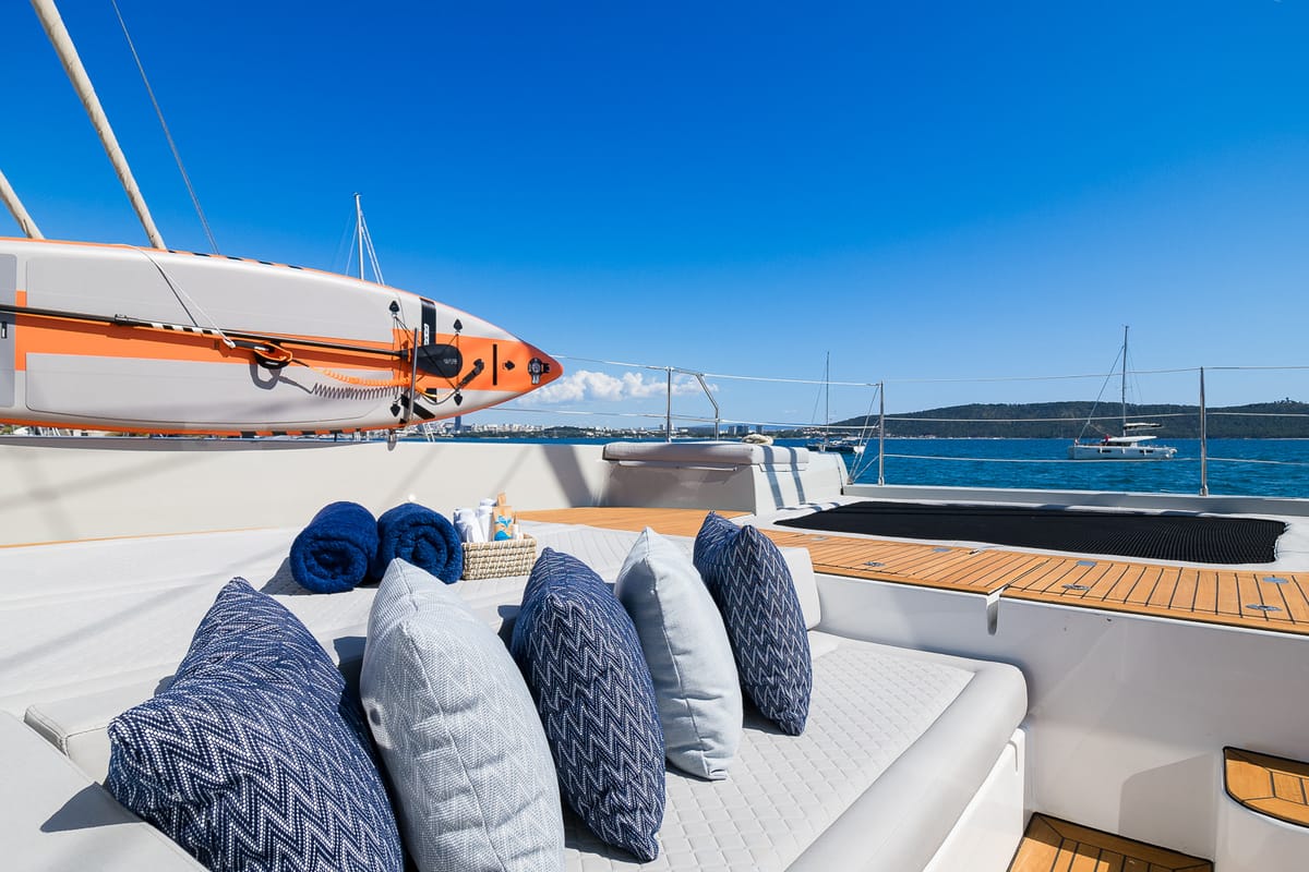 Deck of n + 1, a Sunreef Yachts Sunreef 70 catamaran at Grad Kaštela, Croatia