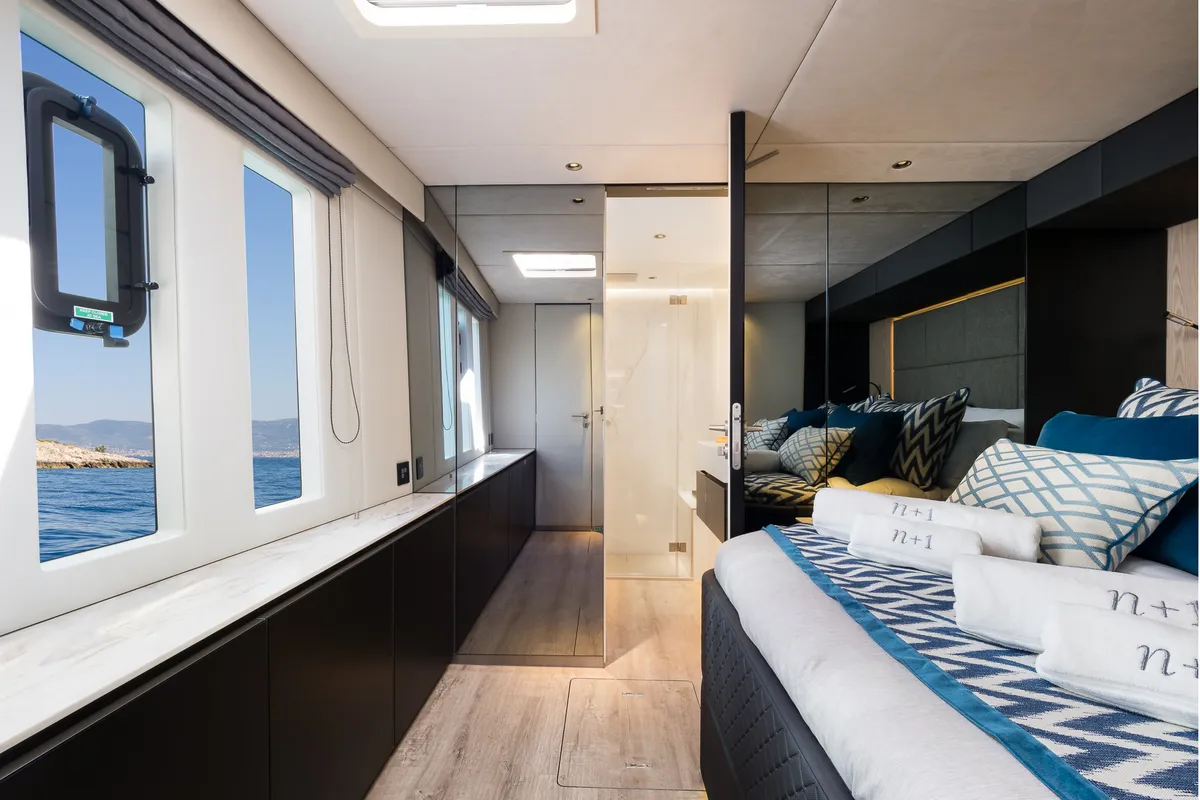 Cabin on n + 1, a Sunreef Yachts Sunreef 70 catamaran at Grad Kaštela, Croatia