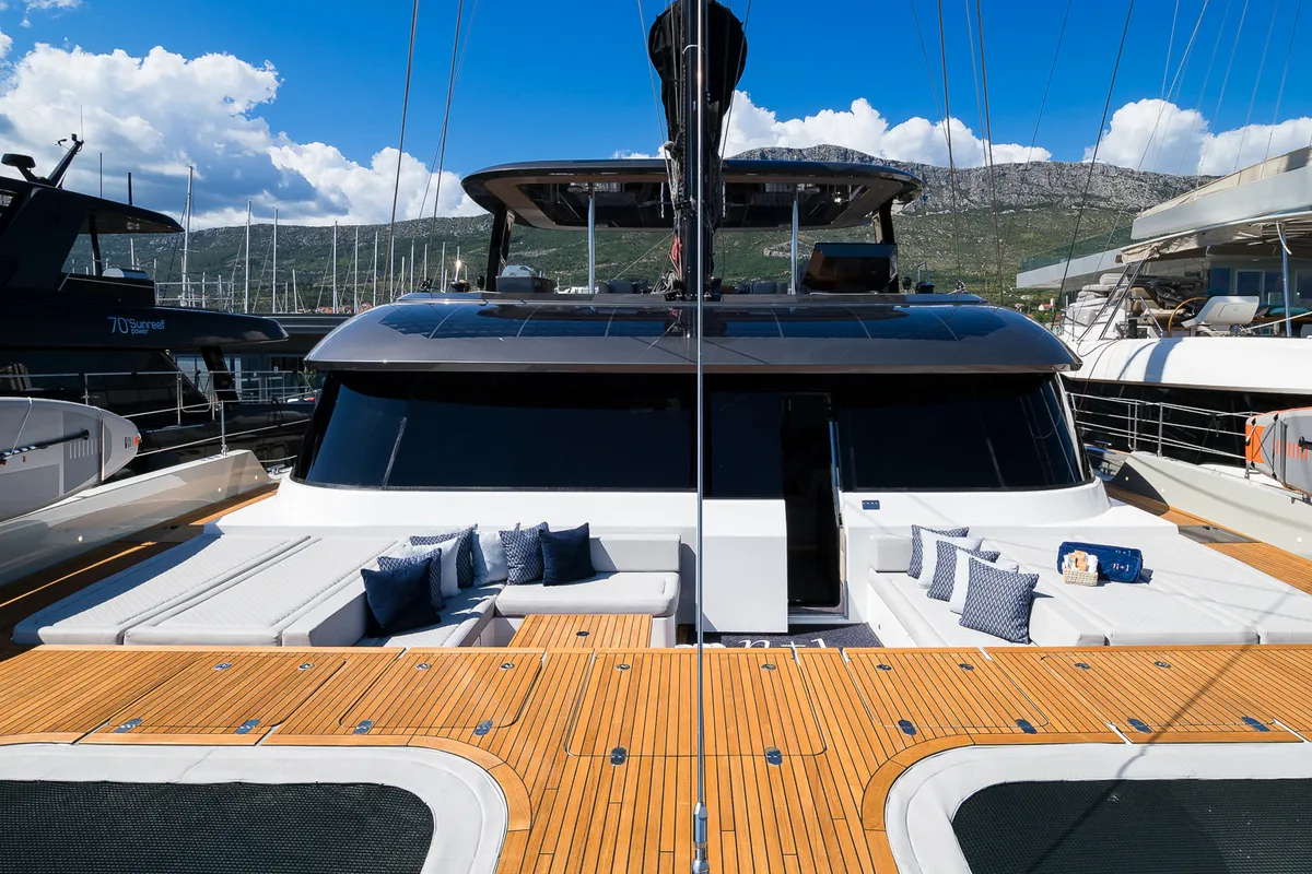 Exterior view of n + 1, a Sunreef Yachts Sunreef 70 catamaran at Grad Kaštela, Croatia
