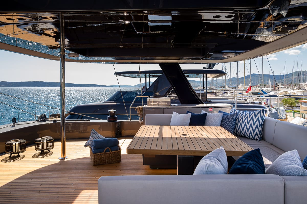 Deck of n + 1, a Sunreef Yachts Sunreef 70 catamaran at Grad Kaštela, Croatia