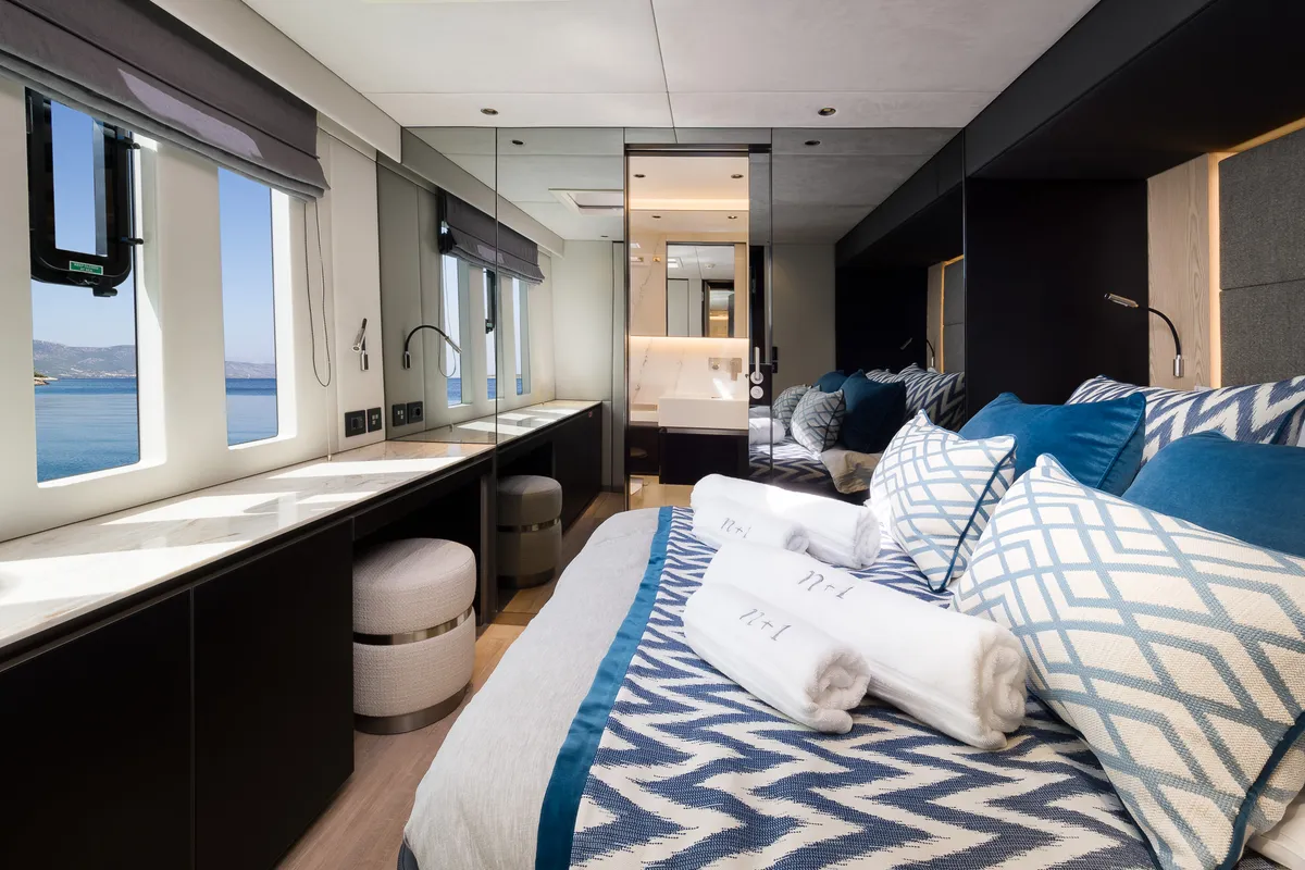 Cabin on n + 1, a Sunreef Yachts Sunreef 70 catamaran at Grad Kaštela, Croatia