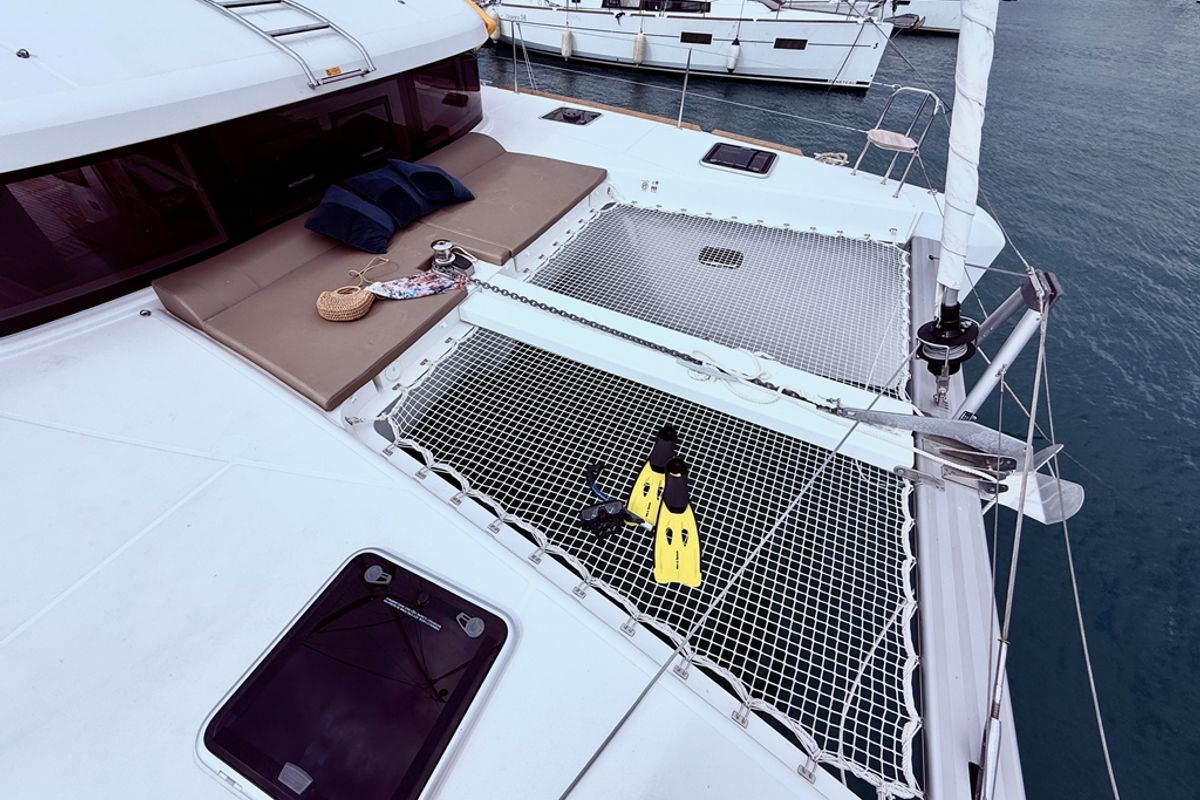 Deck of Blue Horizon, a Lagoon 40 catamaran at Municipal Unit of Ellomenos, Greece